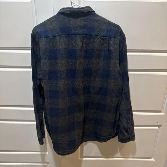 Wallace & Barnes Shirt Mens Large Blue Gray Plaid Flannel Long Sleeve Button Up - Picture 5 of 7